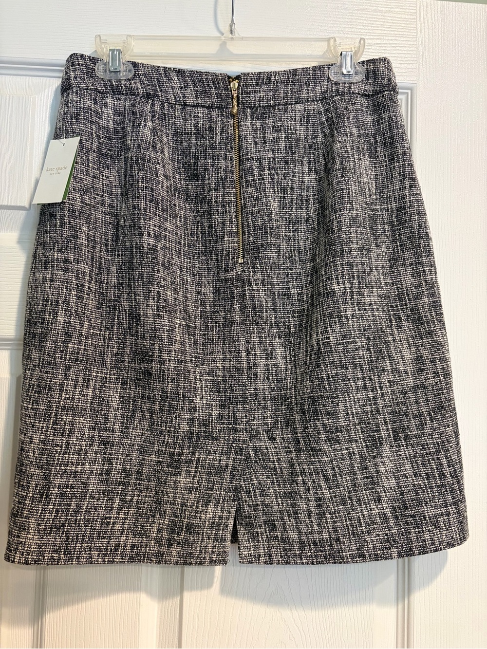 Kate Spade Black and White Tweed Pencil Skirt with zipper